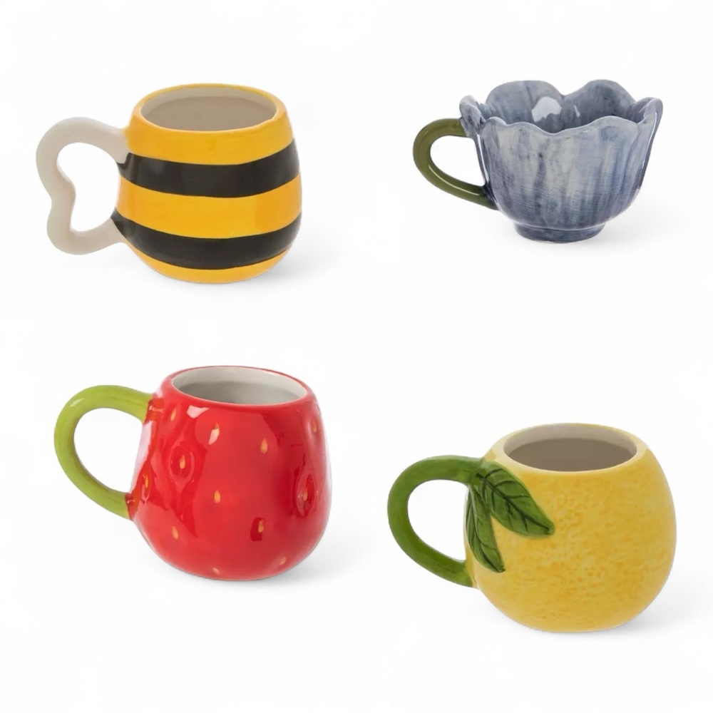 Ceramic Espresso Mini Spring Summer Mug Set 🍓🐝